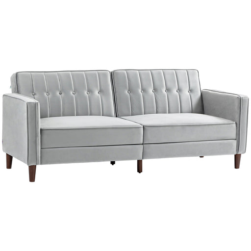 Modern Velvet Touch Sofa Bed With Adjustable Split Back For Small Spaces Light Grey