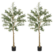Set of 2 Artificial Olive Trees 150cm Tall with 720 Leaves in Pots For Indoor Decor Green