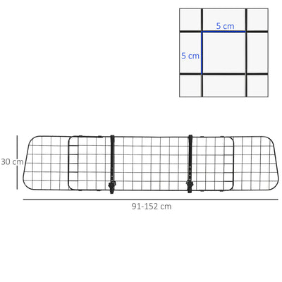Adjustable Heavy Duty Dog Car Barrier for SUV and Estate Vehicles Keeps Pets Safe Black AOSOM
