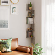 Wall Mounted Wooden Corner Bookshelf with 5 Tiers for Small Spaces by Vasagle, Greige VASAGLE