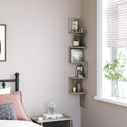 Wall Mounted Wooden Corner Bookshelf with 5 Tiers for Small Spaces by Vasagle, Greige VASAGLE