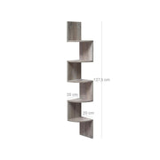 Wall Mounted Wooden Corner Bookshelf with 5 Tiers for Small Spaces by Vasagle, Greige VASAGLE