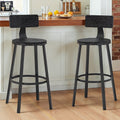 Set of 2 Bar Height Stools with Backrest Comfortable Counter Chairs for Kitchen by Vasagle
