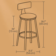 Set of 2 Bar Height Stools with Backrest Comfortable Counter Chairs for Kitchen by Vasagle