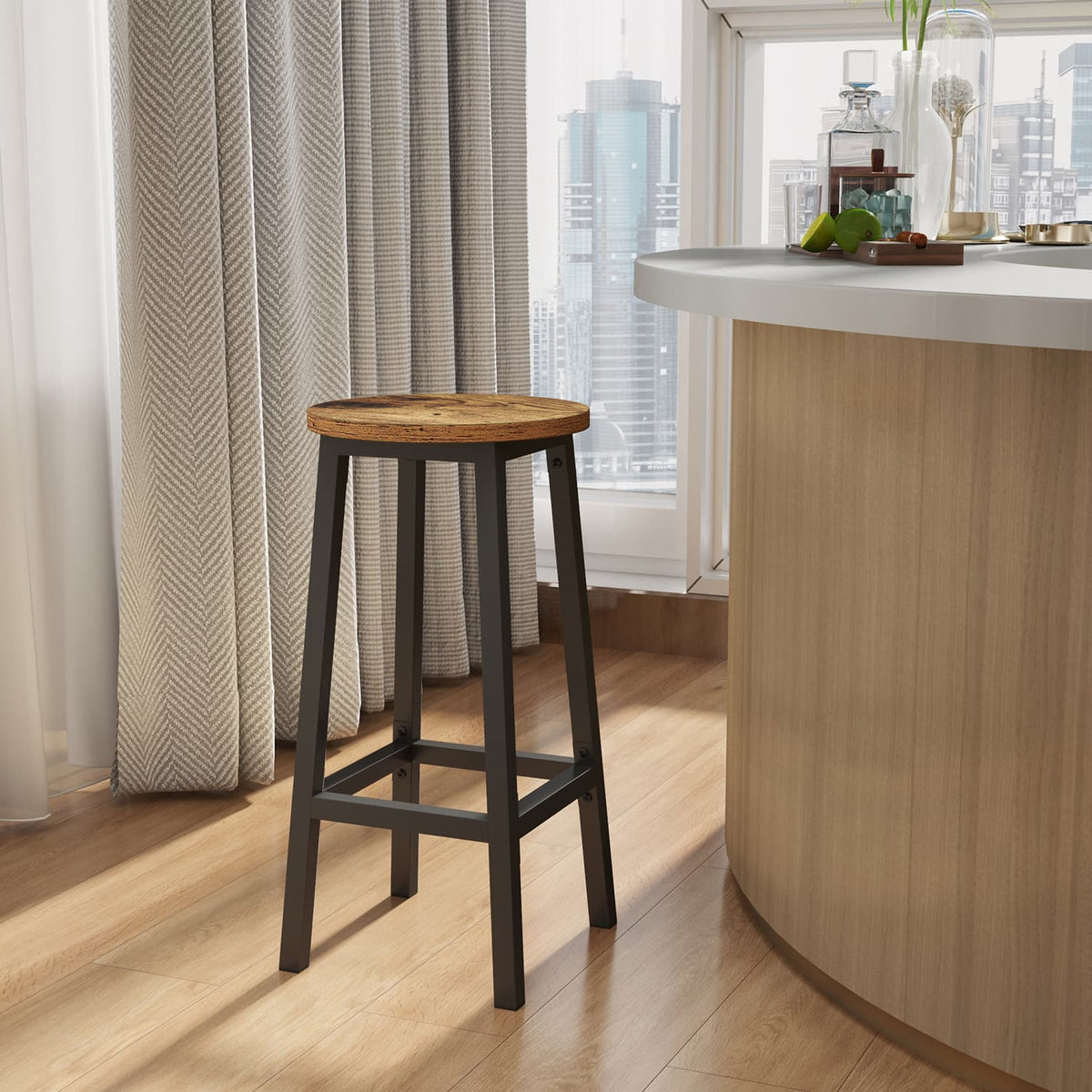 Vasagle Set of 2 Bar Stools with Footrests - Industrial Style | Opal Retail