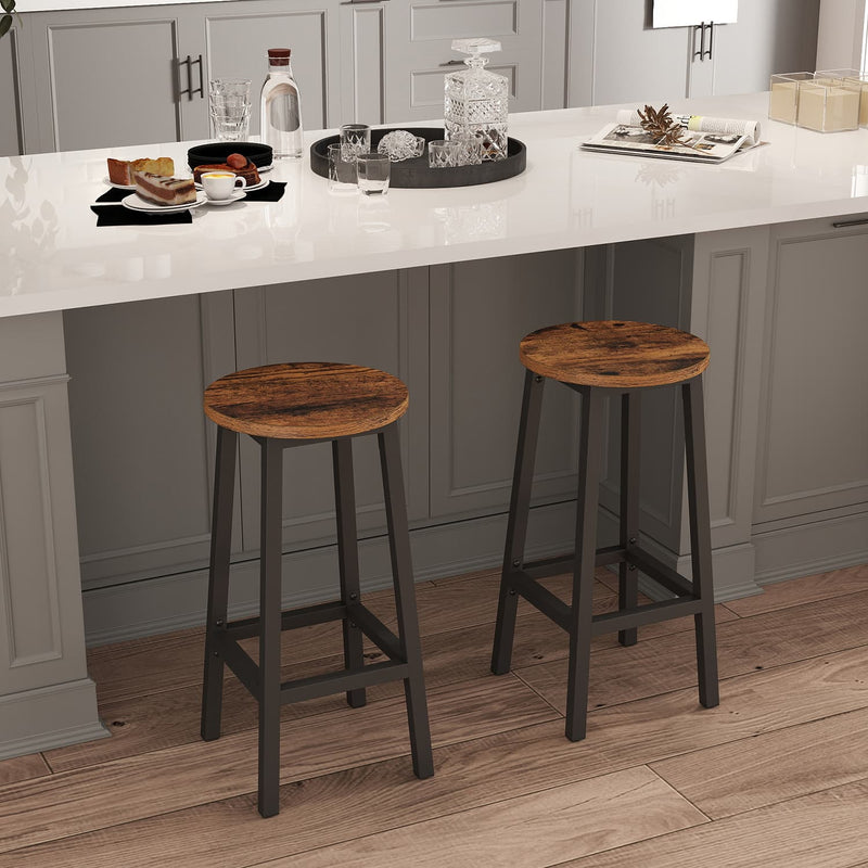 Set of 2 Bar Stools with Footrests Kitchen Chairs Industrial Style by Vasagle