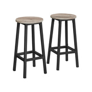Set of 2 Greige and Black Kitchen Stools with Footrest and Metal Legs by Vasagle