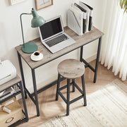 Set of 2 Greige and Black Kitchen Stools with Footrest and Metal Legs by Vasagle