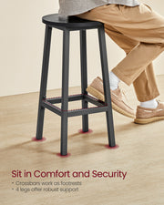 Set of 2 Bar Stools with Sturdy Metal Frame and Footrest for Kitchen or Home Bar by Vasagle