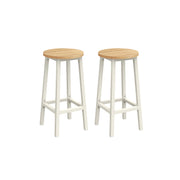 Set of 2 Oak Beige and Cloud White Bar Stools with Footrests for Kitchen or Home Bar by Vasagle