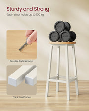 Set of 2 Oak Beige and Cloud White Bar Stools with Footrests for Kitchen or Home Bar by Vasagle