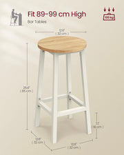 Set of 2 Oak Beige and Cloud White Bar Stools with Footrests for Kitchen or Home Bar by Vasagle