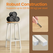 Set of 2 Bar Stools 65 cm High with Backrest and Footrest for Kitchen or Home Bar by Vasagle