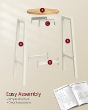 Set of 2 Oak Beige and Cloud White Bar Stools with Footrests for Kitchen or Home Bar by Vasagle