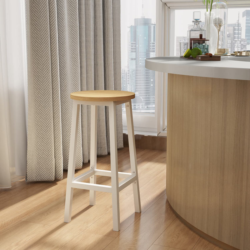 Set of 2 Bar Stools 65 cm High with Backrest and Footrest for Kitchen or Home Bar by Vasagle