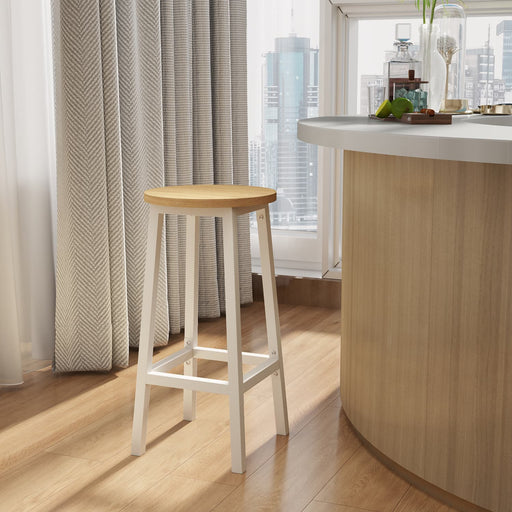 Set of 2 Bar Stools 65 cm High with Backrest and Footrest for Kitchen or Home Bar by Vasagle