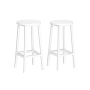 Set of 2 White Kitchen Bar Stools with Cushioned Seats and Metal Legs by Vasagle