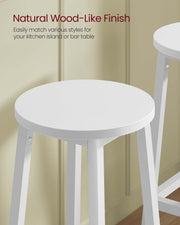 Set of 2 White Kitchen Bar Stools with Cushioned Seats and Metal Legs by Vasagle