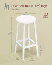 Set of 2 White Kitchen Bar Stools with Cushioned Seats and Metal Legs by Vasagle