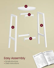 Set of 2 White Kitchen Bar Stools with Cushioned Seats and Metal Legs by Vasagle