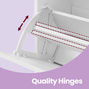 Slim White 2 Drawer Shoe Storage Cabinet with Adjustable Shelves for Hallway, Holds 8 to 12 Pairs of Shoes, 60 x 24 x 102cm