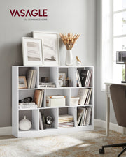 Wooden Bookcase with 11 Removable Storage Bins for Kids Toys and Books by Vasagle