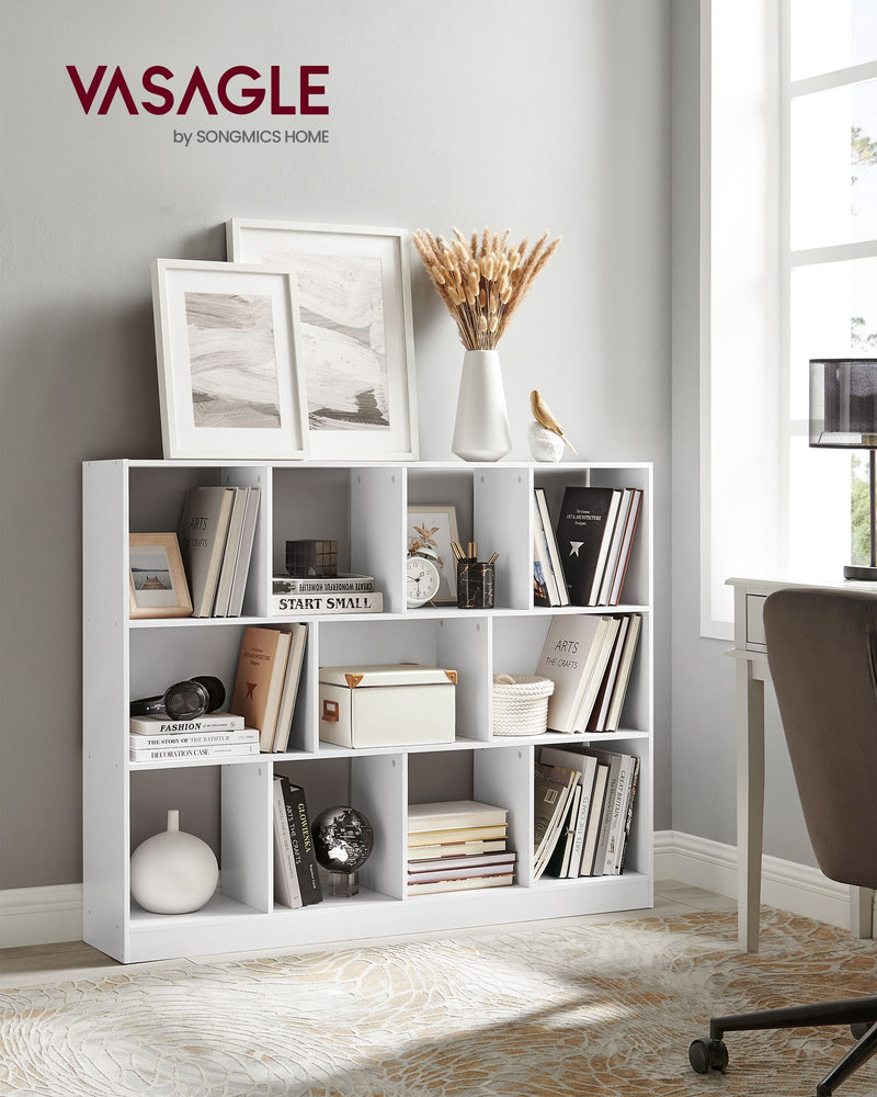 Wooden Bookcase with 11 Removable Storage Bins for Kids Toys and Books by Vasagle