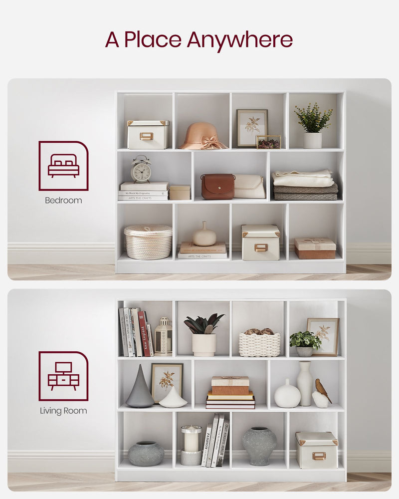 Wooden Bookcase with 11 Removable Storage Bins for Kids Toys and Books by Vasagle