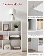 Wooden Bookcase with 11 Removable Storage Bins for Kids Toys and Books by Vasagle