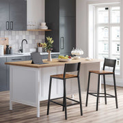 Set of 2 Bar Stools for Kitchen Island or Breakfast Bar with Footrest by Vasagle