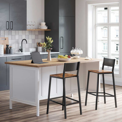 Set of 2 Bar Stools for Kitchen Island or Breakfast Bar with Footrest by Vasagle