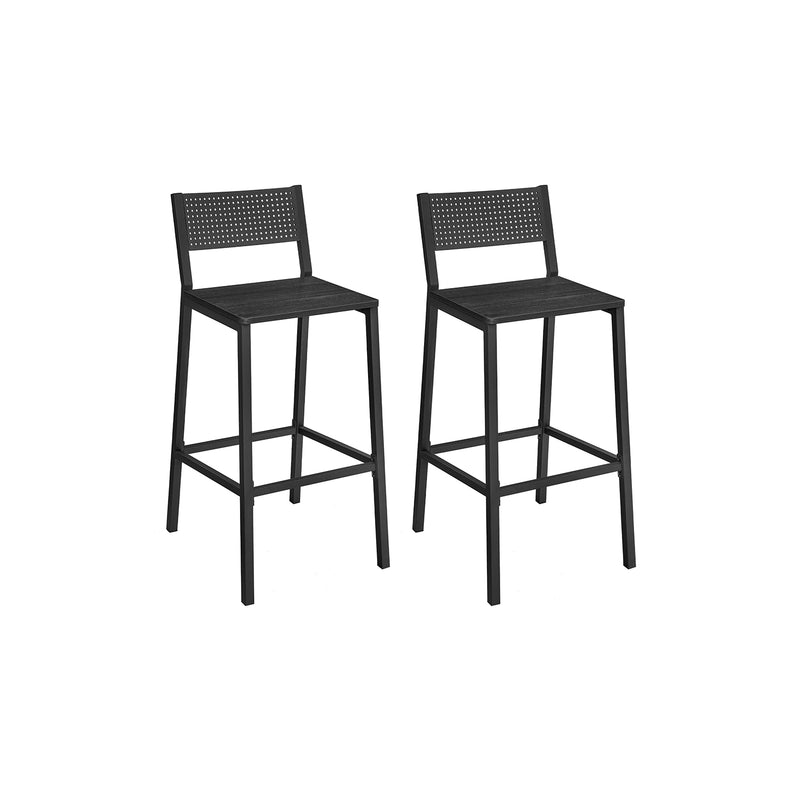 Set of 2 Charcoal Gray and Black Bar Stools with Metal Frame for Kitchen or Home by Vasagle