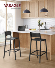 Set of 2 Charcoal Gray and Black Bar Stools with Metal Frame for Kitchen or Home by Vasagle