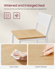 Set of 2 Oak Beige and White Bar Stools with Footrest for Kitchen Counter by Vasagle