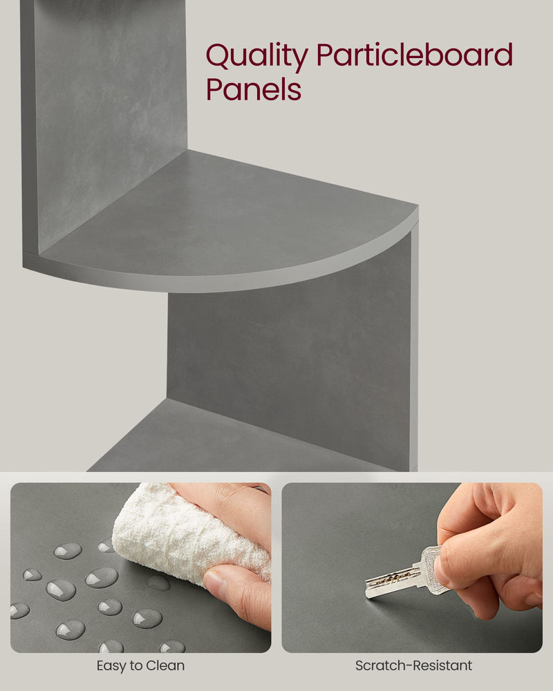 Five Tier Wall Mounted Corner Shelf in Dove Grey Space Saving Display Unit by Vasagle