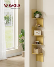 5 Tier Wall Mounted Corner Shelf in Natural Oak for Space Saving Storage by Vasagle