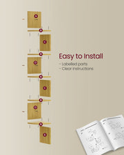 5 Tier Wall Mounted Corner Shelf in Natural Oak for Space Saving Storage by Vasagle