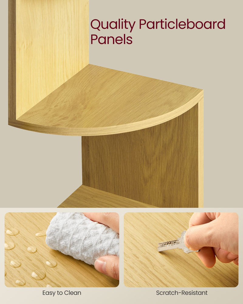 5 Tier Wall Mounted Corner Shelf in Natural Oak for Space Saving Storage by Vasagle