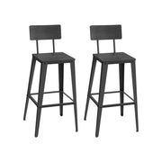 Set of 2 Black Bar Stools with Backrest and Steel Frame for Kitchen or Bar by Vasagle