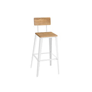 Set of 2 Bar Stools with Backrest in Wheat Brown and Cloud White Easy to Assemble by Vasagle VASAGLE