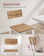 Set of 2 Bar Stools with Backrest in Wheat Brown and Cloud White Easy to Assemble by Vasagle VASAGLE
