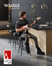 Set of 2 Swivel Bar Stools 65cm Mid Century Faux Leather Counter Chairs for Kitchen by Vasagle