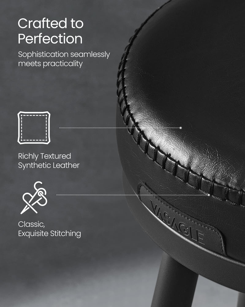 Set of 2 Swivel Bar Stools 65cm Mid Century Faux Leather Counter Chairs for Kitchen by Vasagle