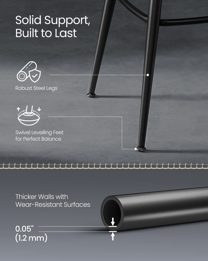 Set of 2 Swivel Bar Stools 65cm Mid Century Faux Leather Counter Chairs for Kitchen by Vasagle