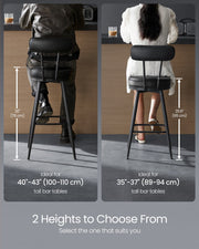 Set of 2 Swivel Bar Stools 65cm Mid Century Faux Leather Counter Chairs for Kitchen by Vasagle