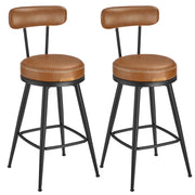 Set of 2 Mid Century Swivel Bar Stools 65cm Faux Leather Chairs for Kitchen by Vasagle