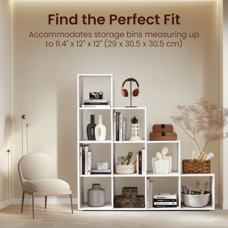 10 Cube Bookshelf Storage Organiser with Open Shelves for Books and Decor by Vasagle