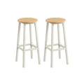 Set of 2 Bar Stools 74 cm High Golden Oak and White for Kitchen or Breakfast Bar by Vasagle