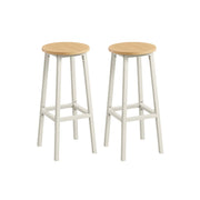 Set of 2 Bar Stools 74 cm High Golden Oak and White for Kitchen or Breakfast Bar by Vasagle