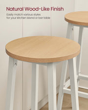 Set of 2 Bar Stools 74 cm High Golden Oak and White for Kitchen or Breakfast Bar by Vasagle